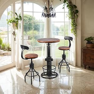 LOKKHAN 3-Piece Bar Table (38.6"-48.4") & 2 Backrest Stools (24"-30") Set for Pub Kitchen Dining Living Party Bistro Breakfast, Swivel Top, Height Adjustable, Most Weld, Space-Saving LOKKHAN 3 Piece Bar Table 386 484 2 Backrest Stools 24 30 Set for Pub Kitchen Dining Living Party Bistro Breakfast Swivel Top Height Adjustable Most Weld Space Saving