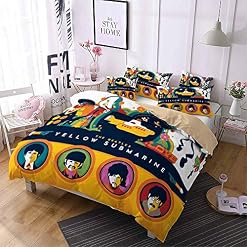 Ensemble De 3 Housses De Couette à Longues Fibres 60, Les Beatles en Pur Coton Et en Satin Assortis (200 x 200 cm,Musique 06) - Les Beatles, Paul McCartney, John Lennon, RIngo Starr, George Harrison