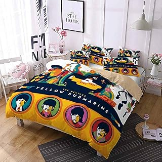 Ensemble De 3 Housses De Couette à Longues Fibres 60, Les Beatles en Pur Coton Et en Satin Assortis (200 x 200 cm,Musique 06) - Les Beatles, Paul McCartney, John Lennon, RIngo Starr, George Harrison
