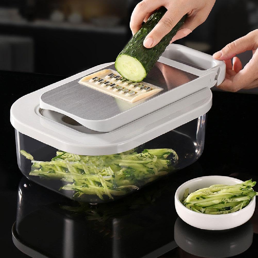 9-in-1 Mandoline Slicer with 8 Blades 2Pcs Garlic Tools Manual Food Chopper