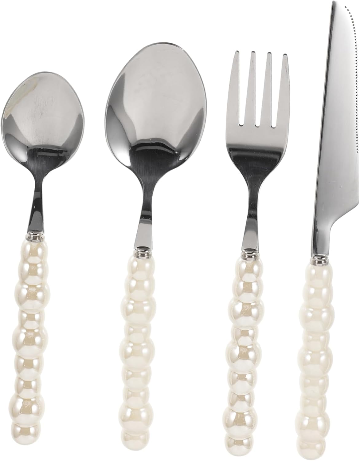 VOSAREA Pearl-Handled Steak Fork and Spoon Set
