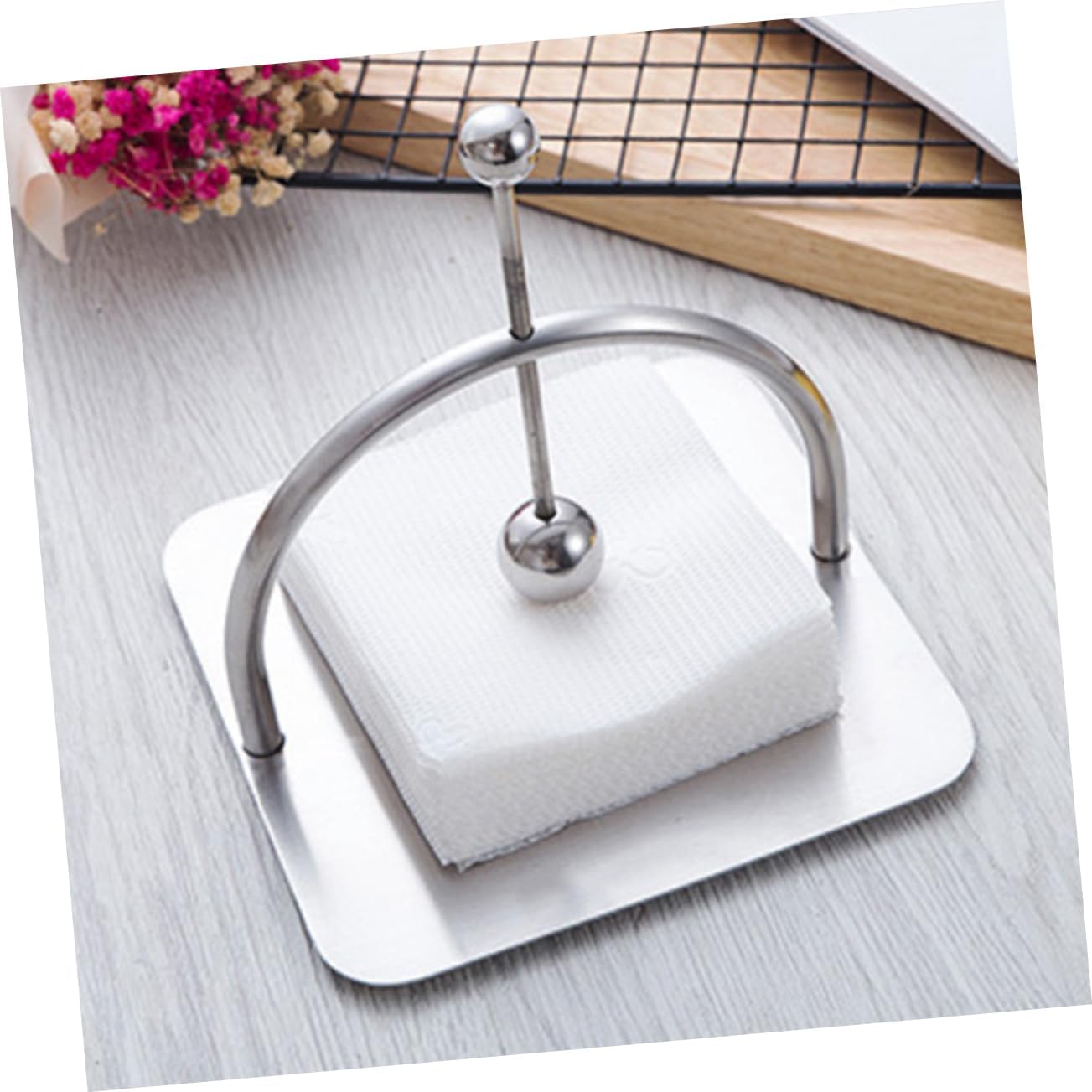 Stainless Steel Napkin Holder with Pivoting Arm