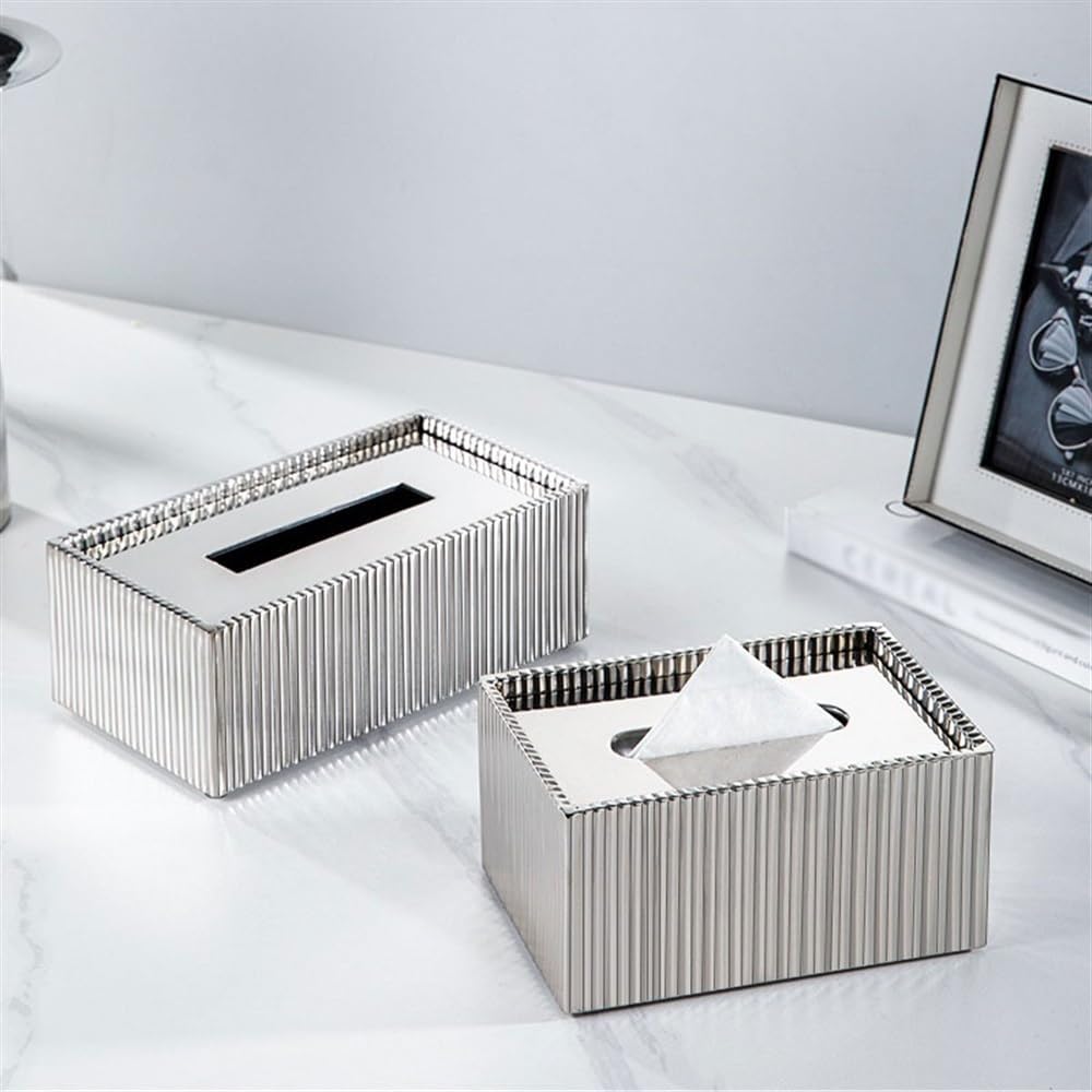 Stainless Steel Tissue Box Holder - Luxurious Design 24-Piece Set Large