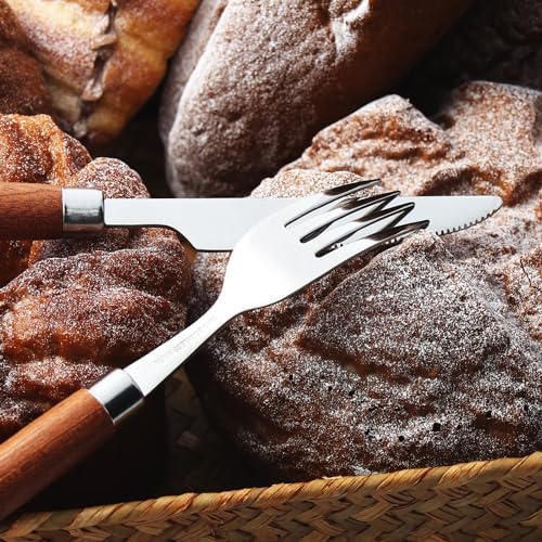 CHENSHUO Wooden Handle Dinner Forks Set 4 Pieces 73 Inches
