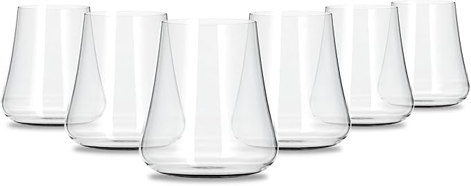 Gabriel-Glas Stemless Crystal Wine Glasses, Set of 6 - Premium, Universal Drinking Glass for Wine, Beer, Whiskey, and Cocktails - Dishwasher Safe, Lead-Free, 470 ml