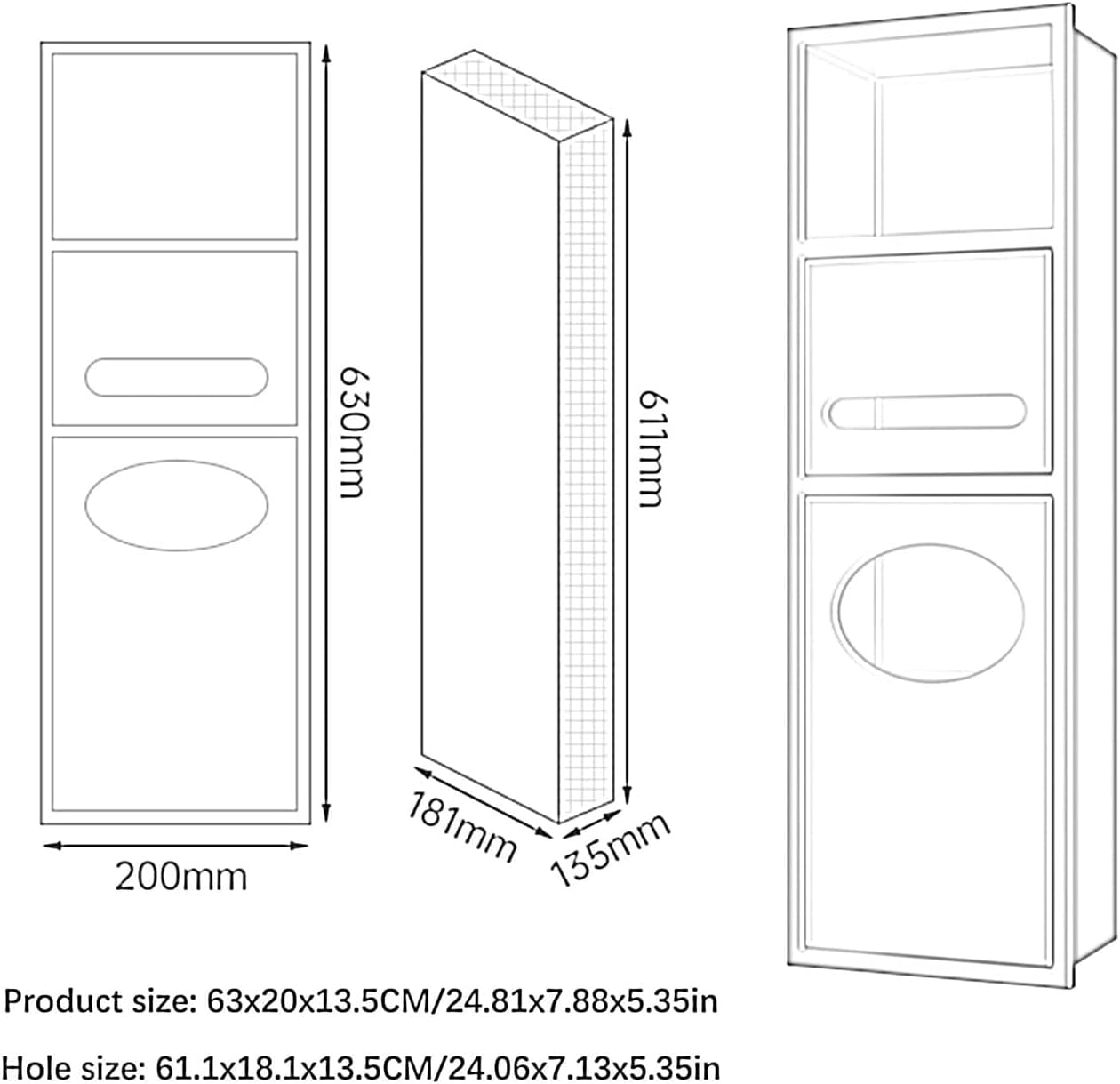 Recessed Stainless Steel Hand Towel Dispenser with Trash Can