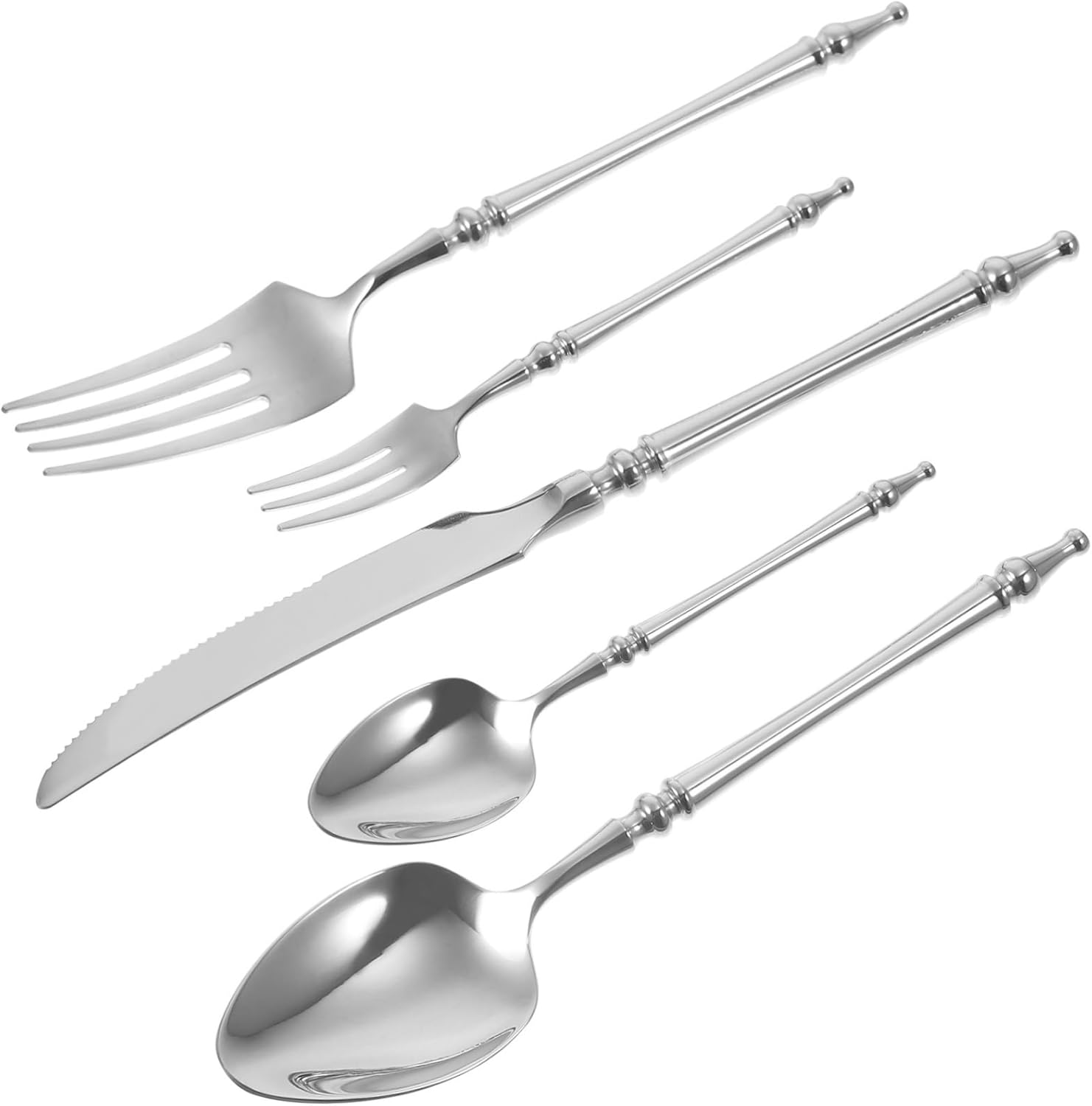 KICHOUSE 304 Stainless Steel Fork Spoon Set for Family Dinners