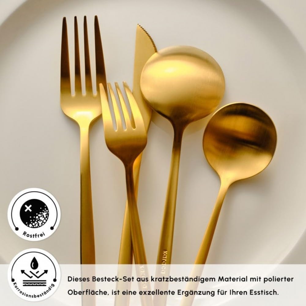 Karaca Orion 60-Piece Matte Gold Serving Set