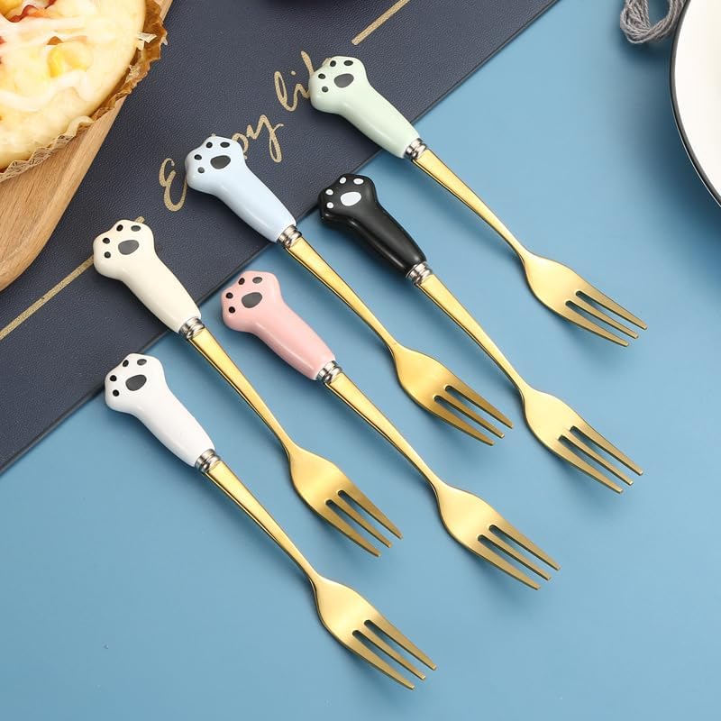 SEELLODGE Adorable Cartoon Fruit Forks Durable Flatware Set