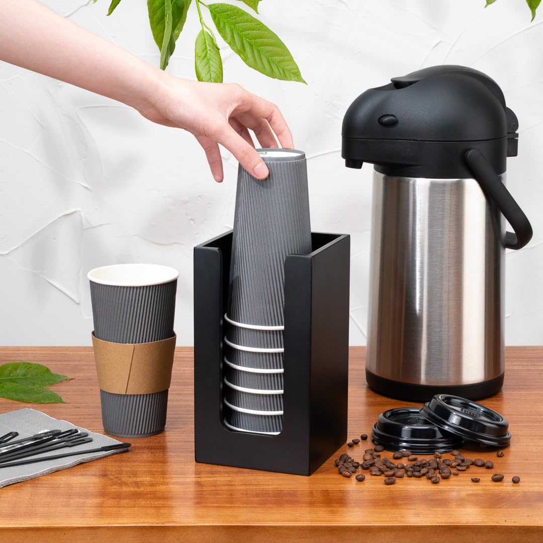 Restaurantware 45 x 8 Inch Coffee Cup Dispenser with Bamboo Napkin Holder