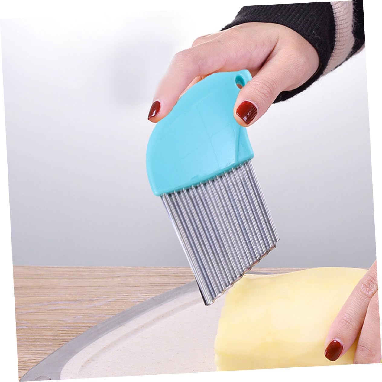 Zerodeko 2-Piece Stainless Steel Wavy Potato Chopper