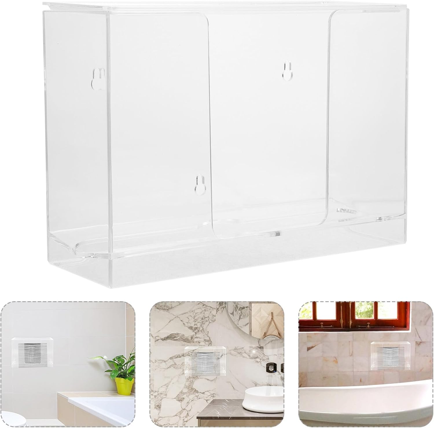 SOLUSTRE Tissue Box Organizer Wall-Mounted Clear Dispenser for Commercial Use