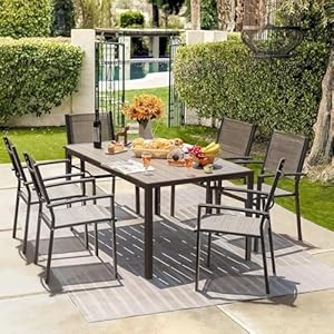   Homall-Patio-Dining-Set-7-Pieces-Outdoor-Furniture-with-Large-Table-and-6-Textilene-Chairs-for-Porch-Brown