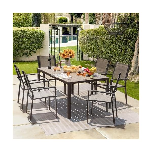   Homall-Patio-Dining-Set-7-Pieces-Outdoor-Furniture-with-Large-Table-and-6-Textilene-Chairs-for-Porch-Brown