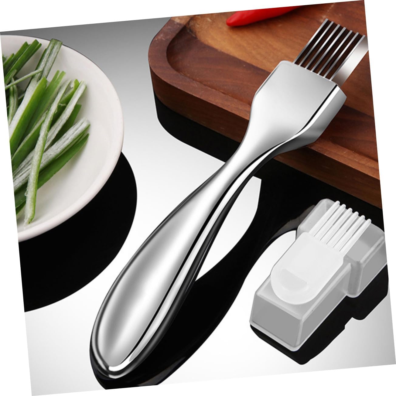 Stoeba 2-Pieceprofessional Shallot Garlic Slicer wCrinkle Blade for KitchenUse