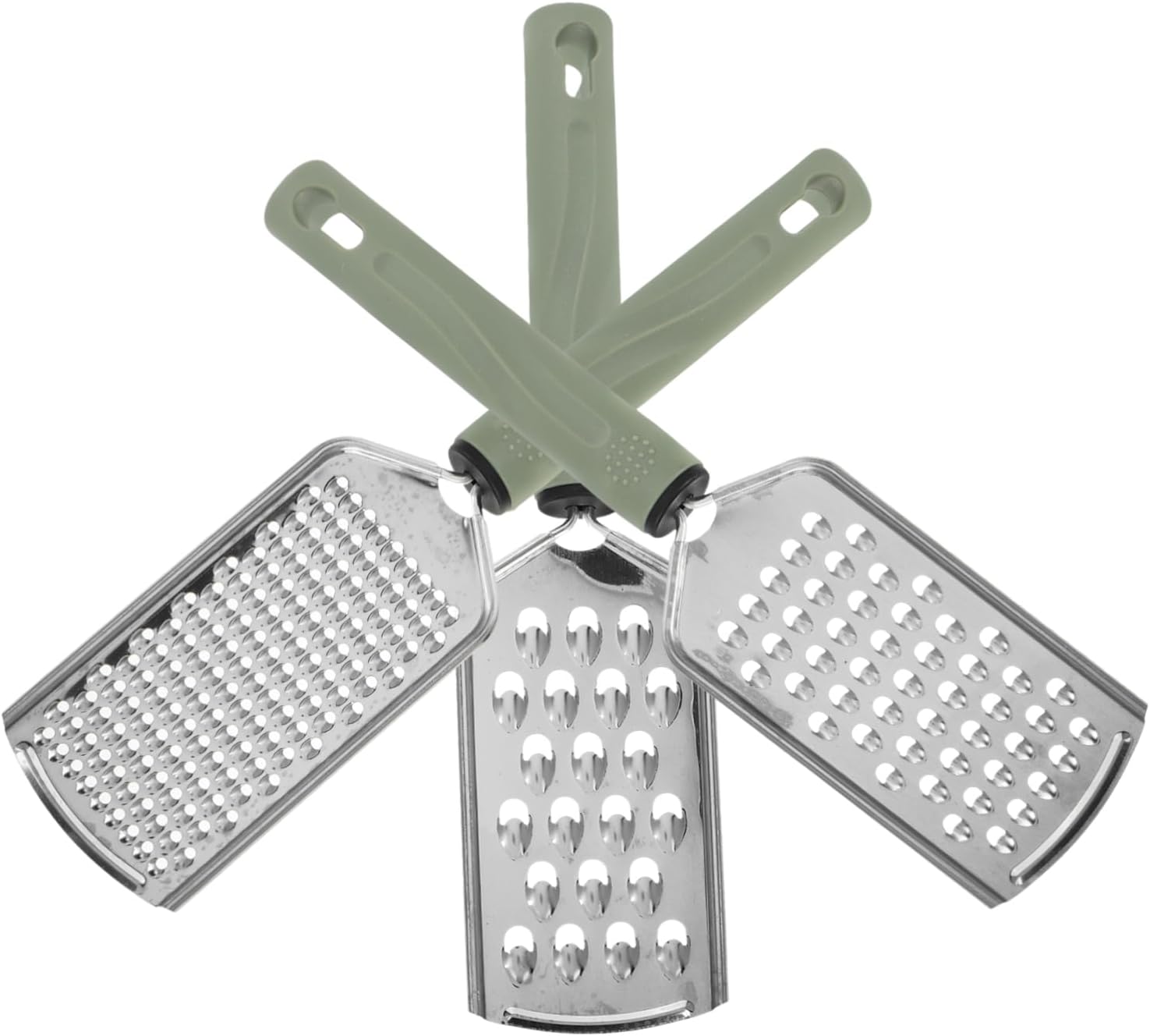 Stainless Steel Tri Set Includes 3-Piece Cheese Grater Vegetable Chopper Shredder
