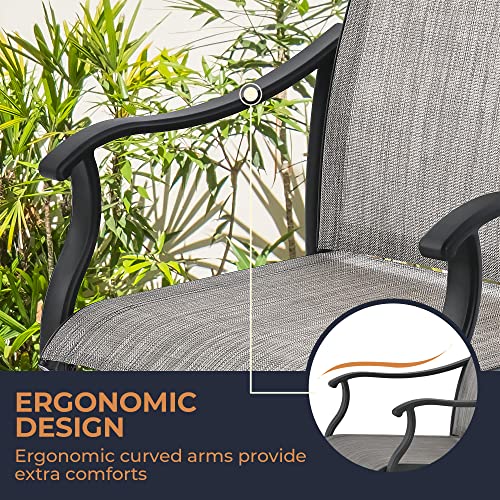 HAPPATIO-Patio-Dining-Set7-Piece-Outdoor-Dining-SetPatio-Furniture-Sets2-Swivel-Dining-Chairs4-RegDining-ChairsTextilene-Furniture-Set-for-PatioYardPool-Gray HAPPATIO Patio Dining Set7 Piece Outdoor Dining SetPatio Furniture Sets2 Swivel Dining Chairs4 RegDining ChairsTextilene Furniture Set for PatioYardPool Gray