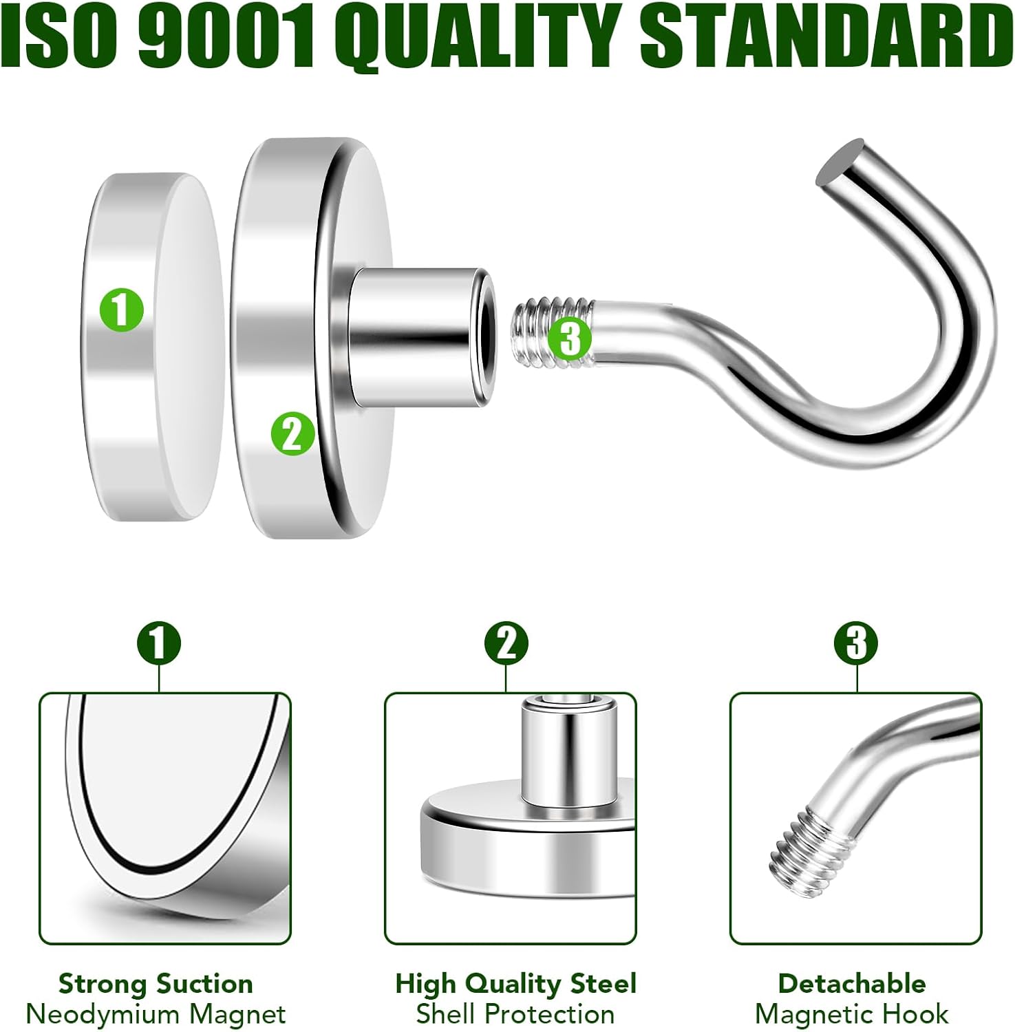 MIKEDE Magnetic Hooks 40lbs for Refrigerators