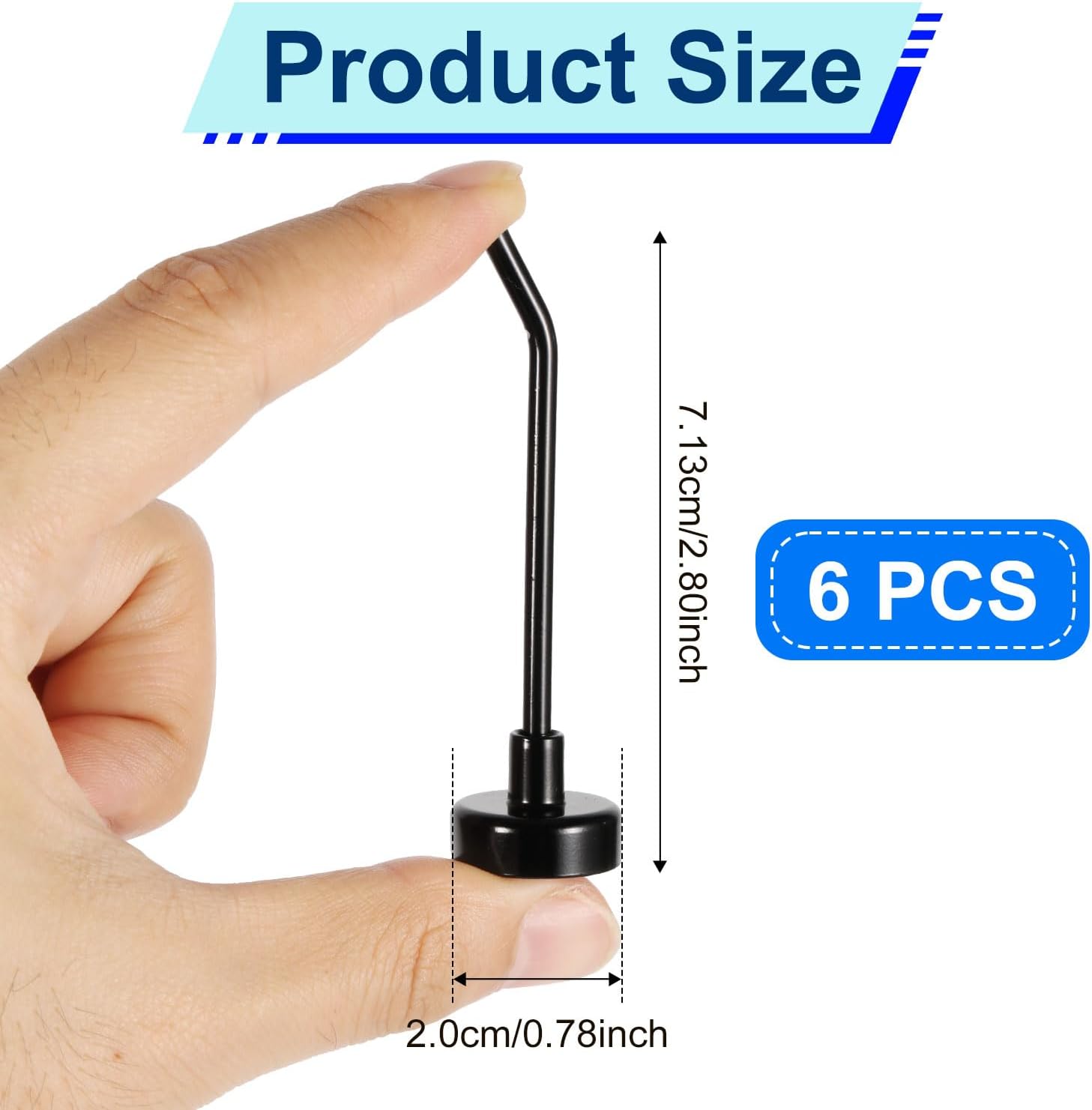 6pcs Heavy Duty Magnetic Wall Hooks Black