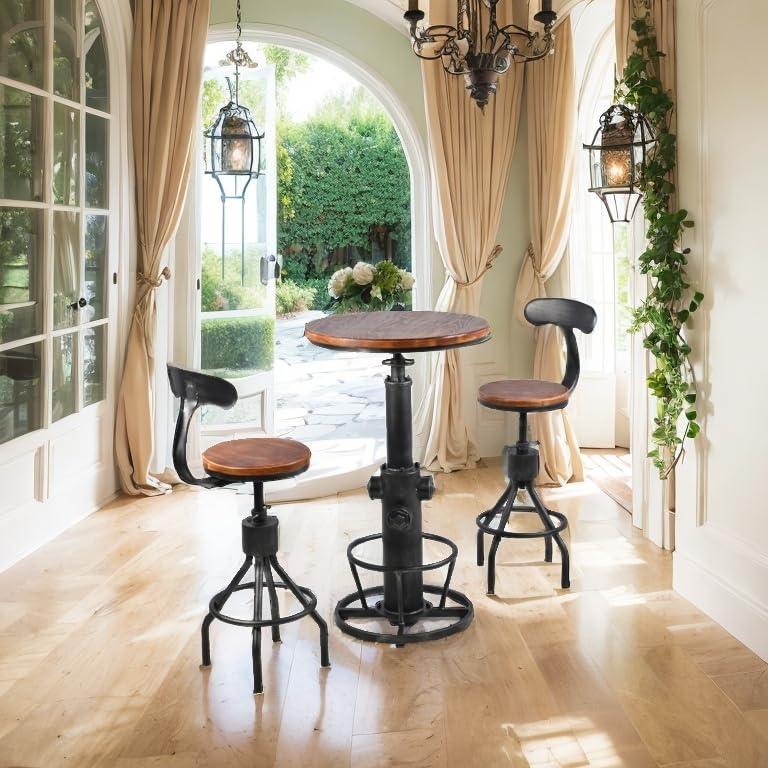 LOKKHAN-3-Piece-Bar-Table-386-484-2-Backrest-Stools-24-30-Set-for-Pub-Kitchen-Dining-Living-Party-Bistro-Breakfast-Swivel-Top-Height-Adjustable-Most-Weld-Space-Saving LOKKHAN 3 Piece Bar Table 386 484 2 Backrest Stools 24 30 Set for Pub Kitchen Dining Living Party Bistro Breakfast Swivel Top Height Adjustable Most Weld Space Saving