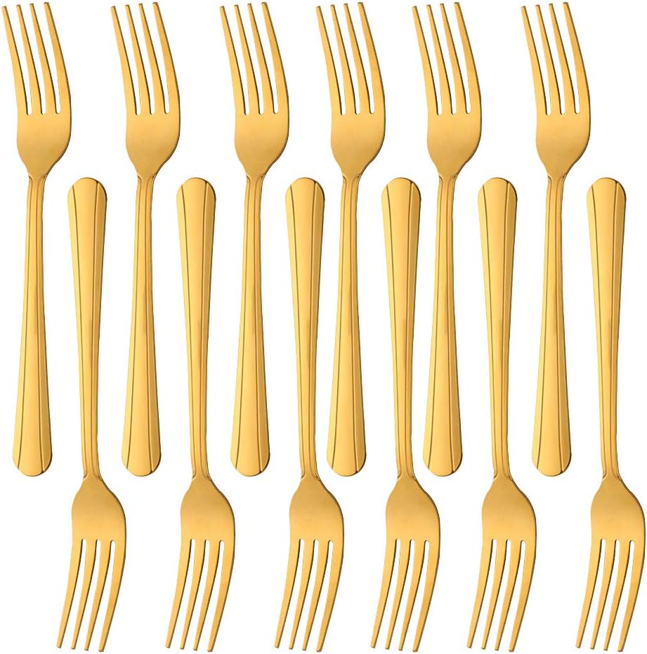 BUYUSE 12-Piece Gold Dinner Fork Set