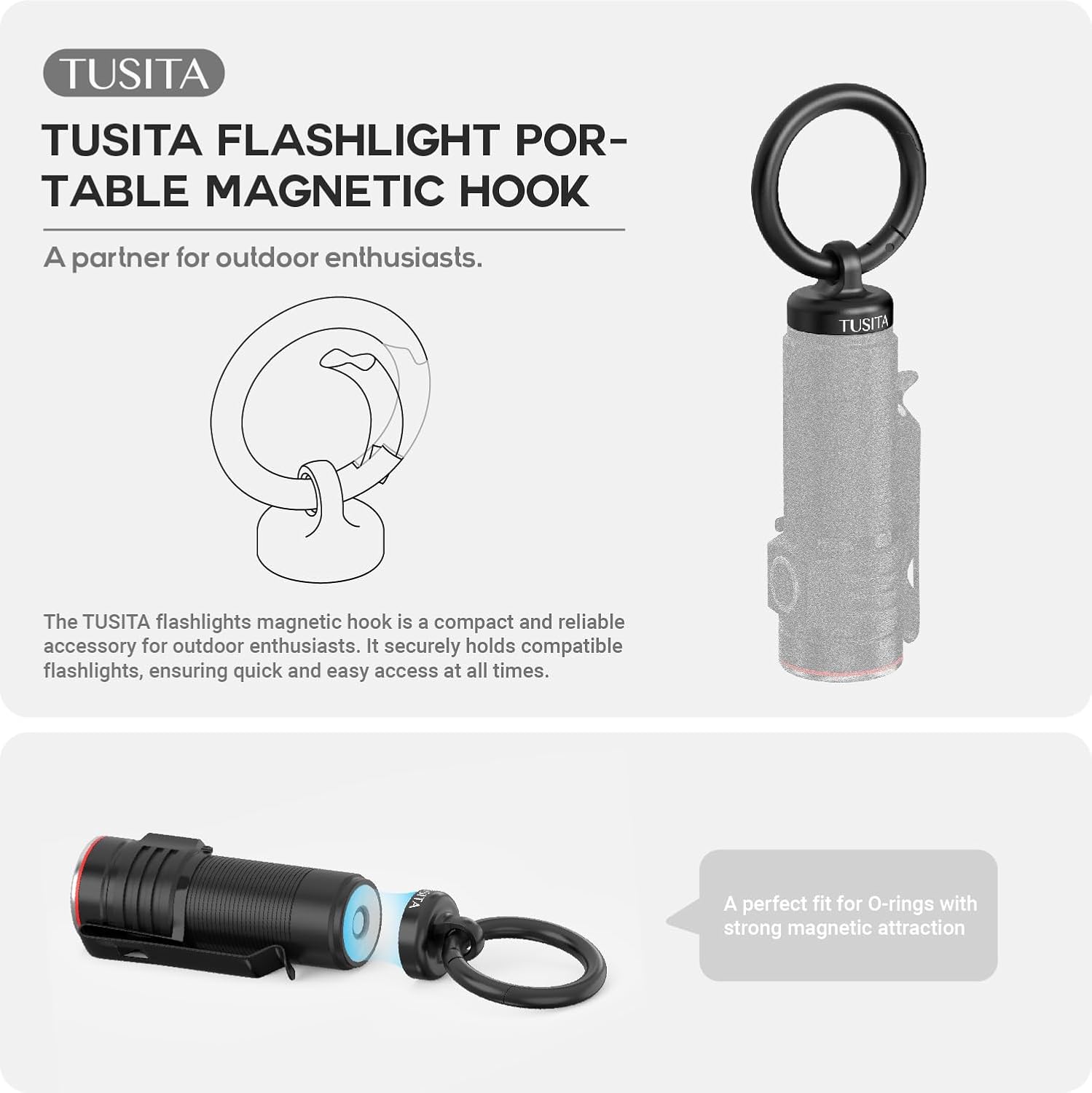 TUSITA Magnetic Hook for Olight NEBO Flashlights - Compact Reliable
