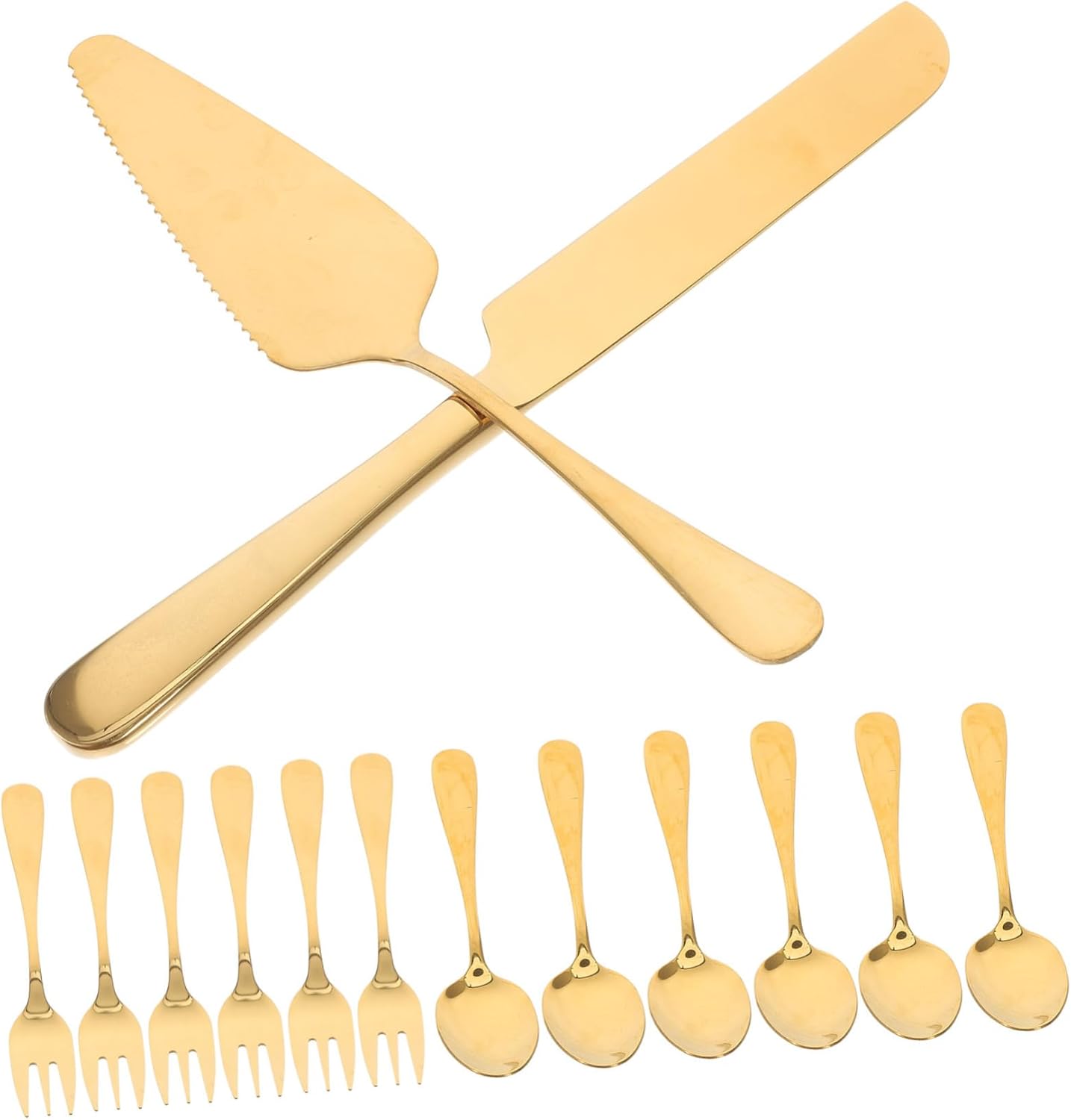 14-Piece Stainless Steel Cake Knives Spatulas and Forks Set