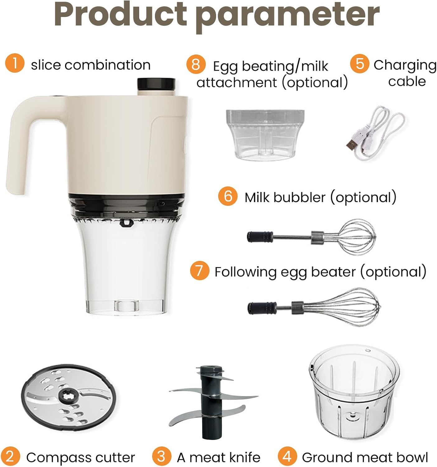 NAJIESUN4-in-1 Waterproof Cordless Electric Veget Slicer Set