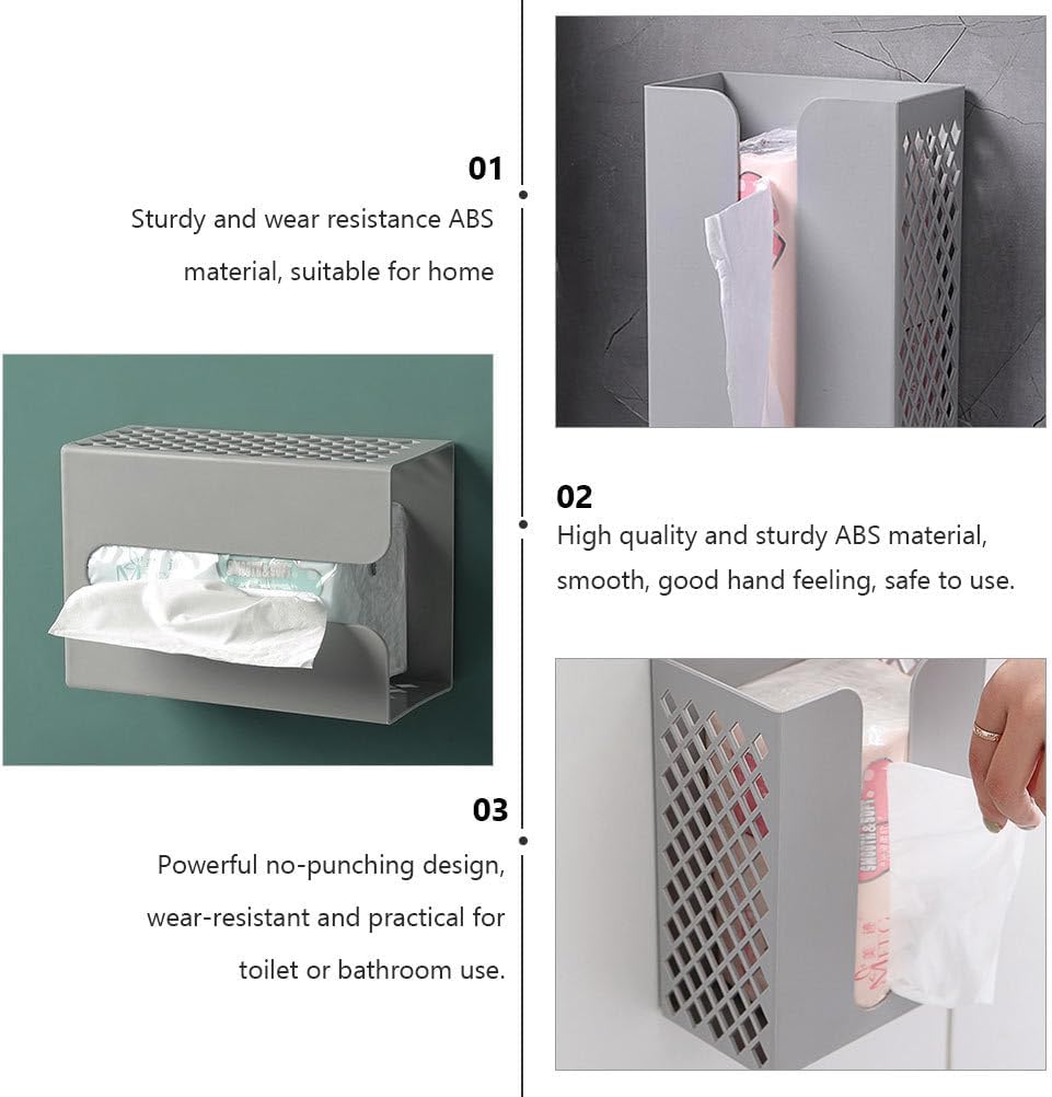 Hemoton Wall-Mounted Tissue Holder No Punch Dispenser for Bathroom Beyond