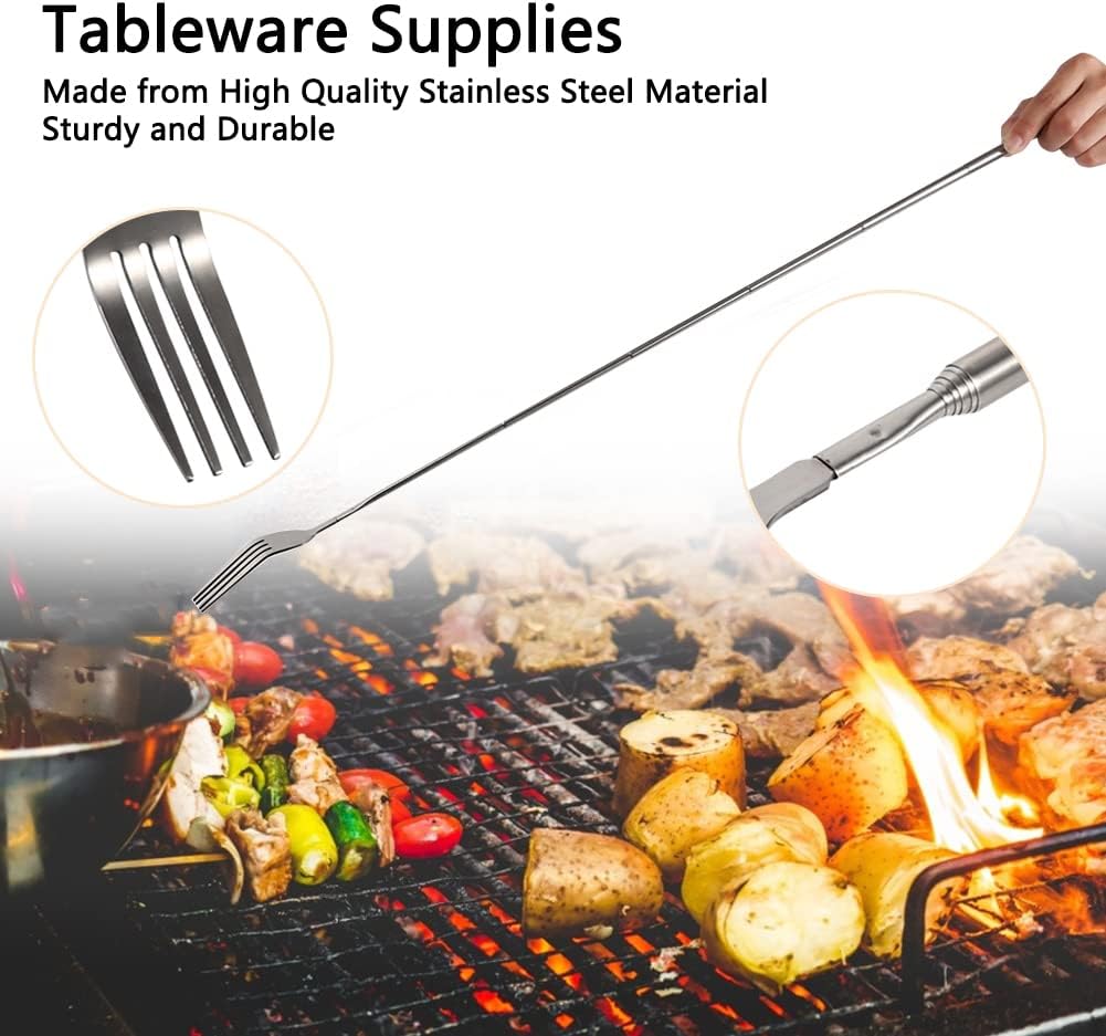 Durable Extendable Steel Dinner Fork Perfect for Cutting Fruits and Desserts