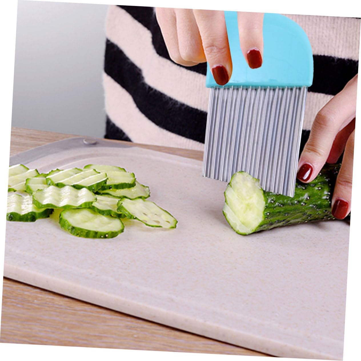 Zerodeko 2-Piece Stainless Steel Wavy Potato Chopper
