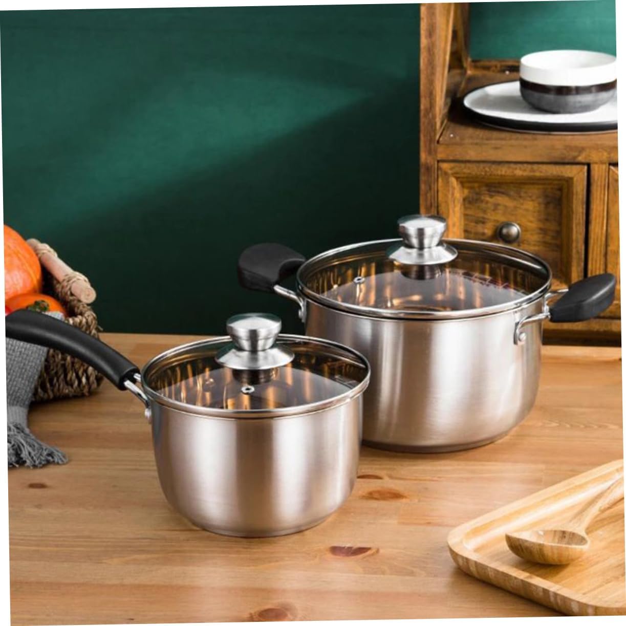 Garneck 16cm Stainless Steel Stockpot with Glass Lid and Steam Hole