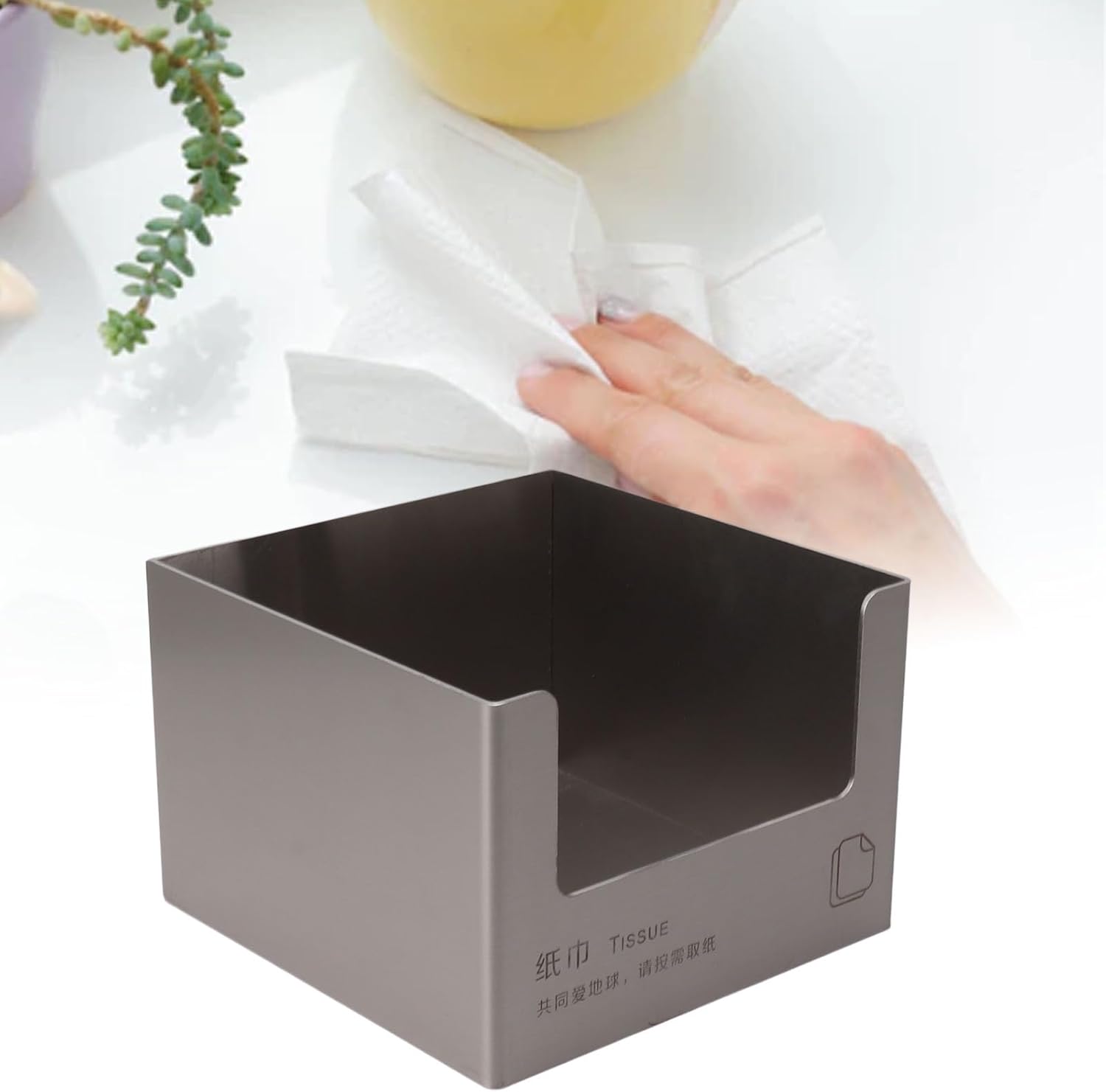 Modern Stainless Steel Square Napkin Holder for Kitchen Bathroom