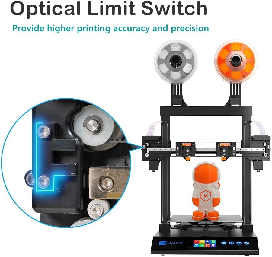 JG MAKER Artist-D Pro Großer 3D Drucker,Dual-Extruder 3D Drucker IDEX,Automatische Nivellierung,Ultra-Leiser Treiber TMC2209,Optischer Schalter Linearführung,98% Vorinstalliert 300 x 300 x 340 mm – Bild 7