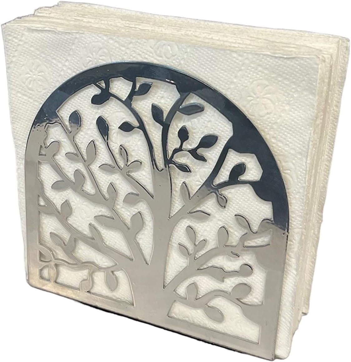 Stylish Metal Napkin Holder Retro Design Silver