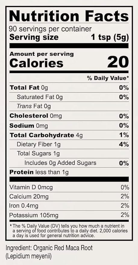 Anthony's Organic Red Maca Powder can be easily incorporated into a variety of recipes, such as smoothies, baked goods, and breakfast bowls. It has a slightly sweet and nutty flavor, making it a versatile ingredient for both sweet and savory dishes. By adding this organic red maca powder to your diet, you can enjoy its nutritional benefits while supporting sustainable and ethical farming practices in Peru. Description by ChatGPT.