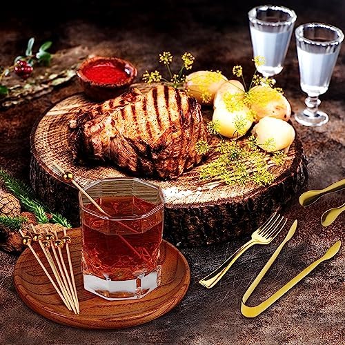 Therwen Gold Cocktail Picks and Appetizer Forks Set 184 Pcs