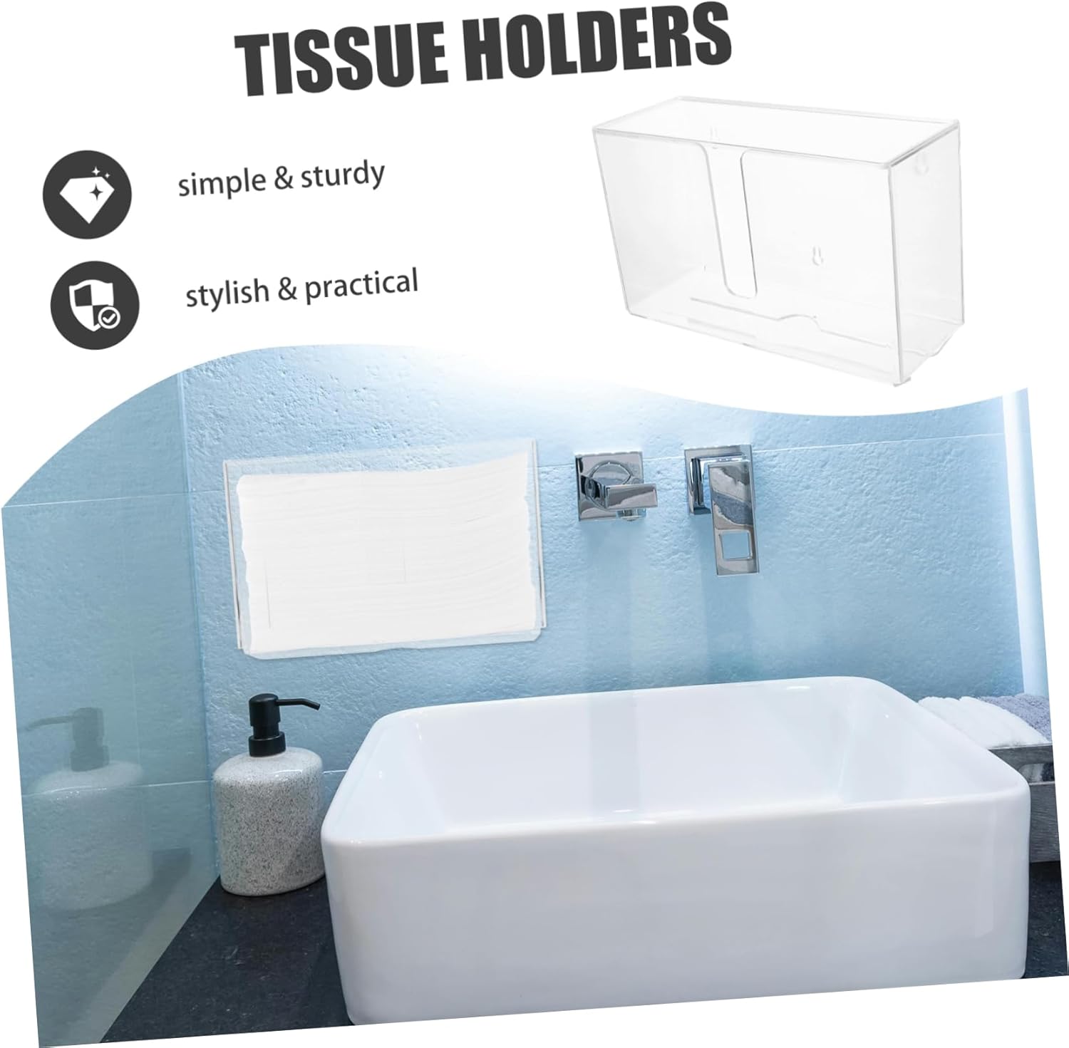 SOLUSTRE Touchless Bathroom Napkin Holder - High Capacity Kitchen Organizer