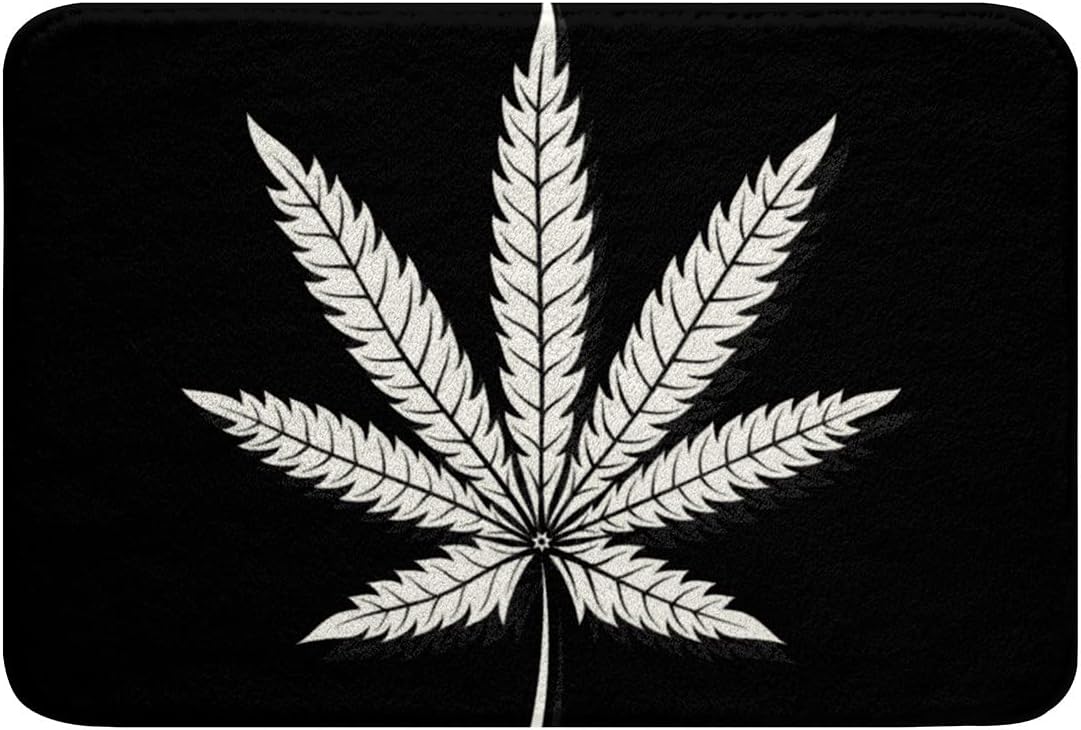 Feelyou Cannabis Leaves Bath Rug with Non-Slip Back