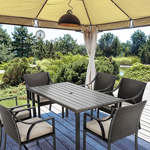 HAPPATIO-7-Piece-Patio-Dining-SetWicker-Outdoor-Dining-SetOutdoor-Patio-Dining-SetWicker-Rattan-Patio-Dining-Furniture-Set-with-Umbrella-Hole-Outdoor-Dining-Set-for-6Beige-Cushion HAPPATIO 7 Piece Patio Dining SetWicker Outdoor Dining SetOutdoor Patio Dining SetWicker Rattan Patio Dining Furniture Set with Umbrella Hole Outdoor Dining Set for 6Beige Cushion