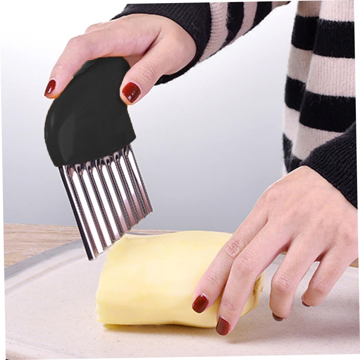 Zerodeko 2-Piece Stainless Steel Wavy Potato Chopper