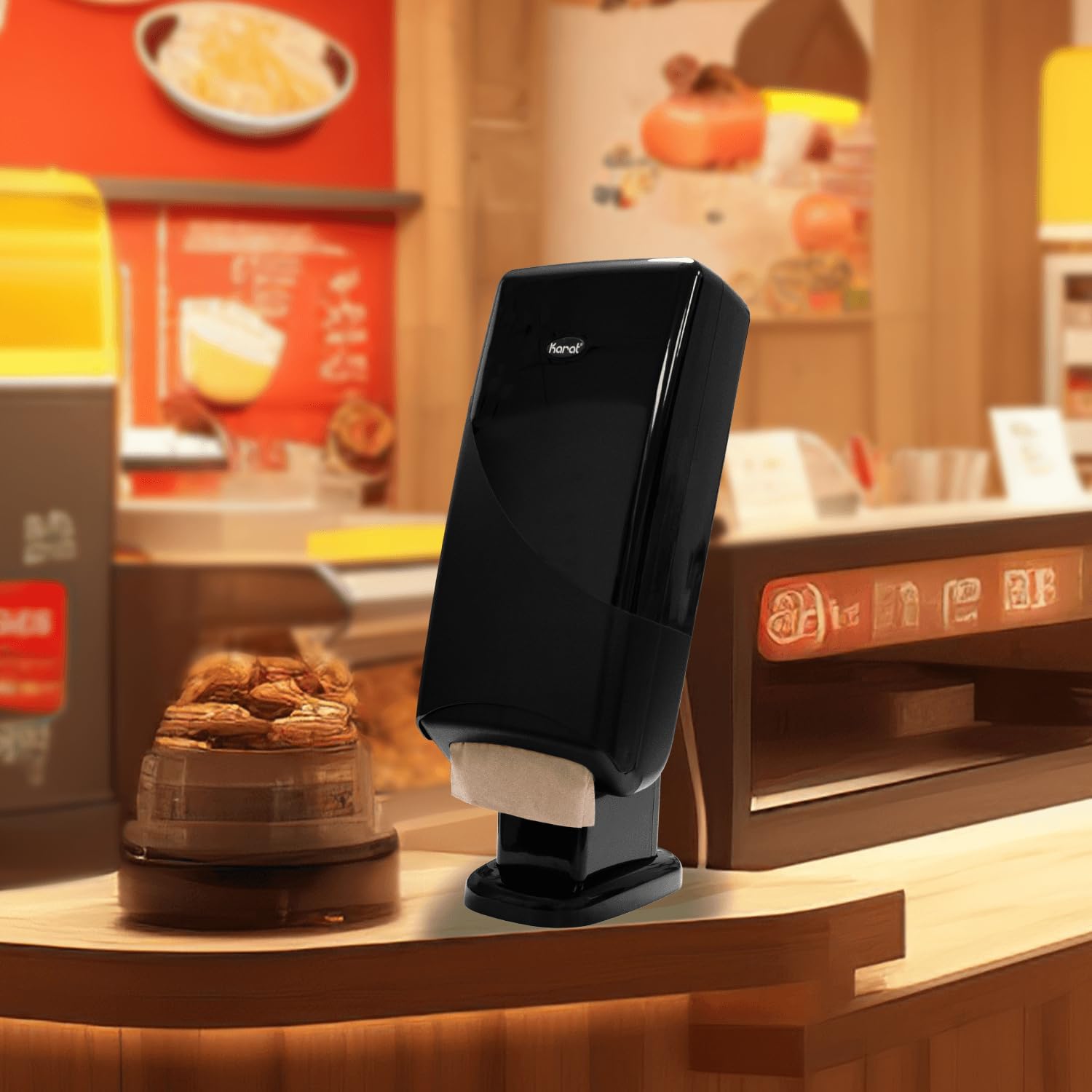 Elegant Interfold Napkin Dispenser - Black