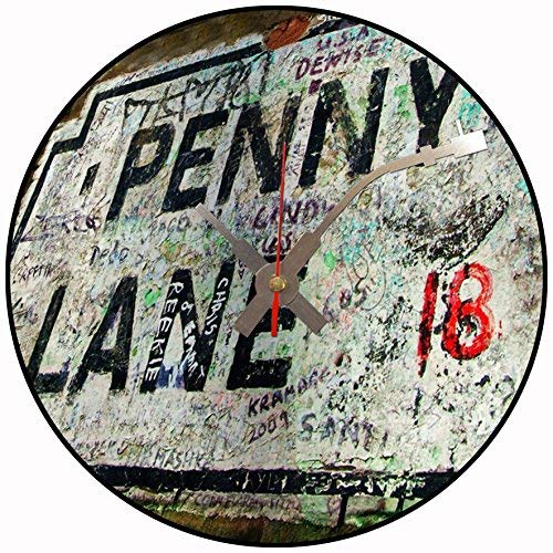 BottleClocks Horloge murale disque vinyle du titre emblématique « Penny Lane » (The Beatles) - Les Beatles, Paul McCartney, John Lennon, RIngo Starr, George Harrison BottleClocks Horloge murale disque vinyle du titre emblématique « Penny Lane » (The Beatles)