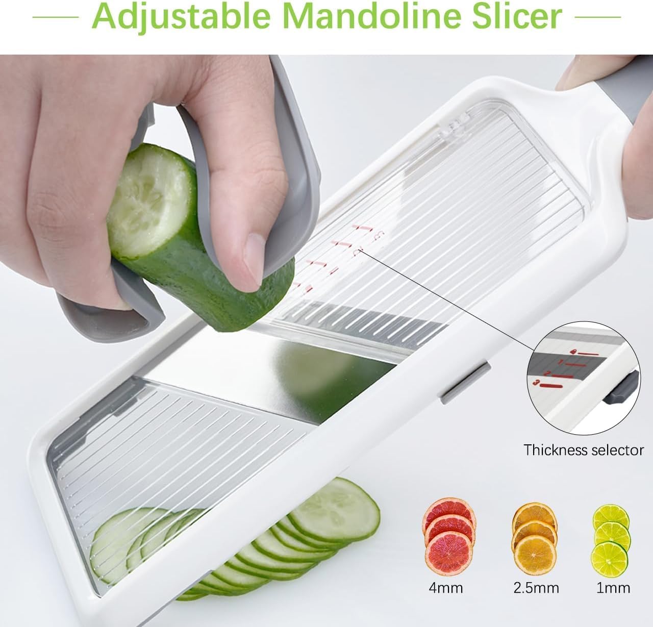 Adjustable Mandoline Slicer with 2 Peelers
