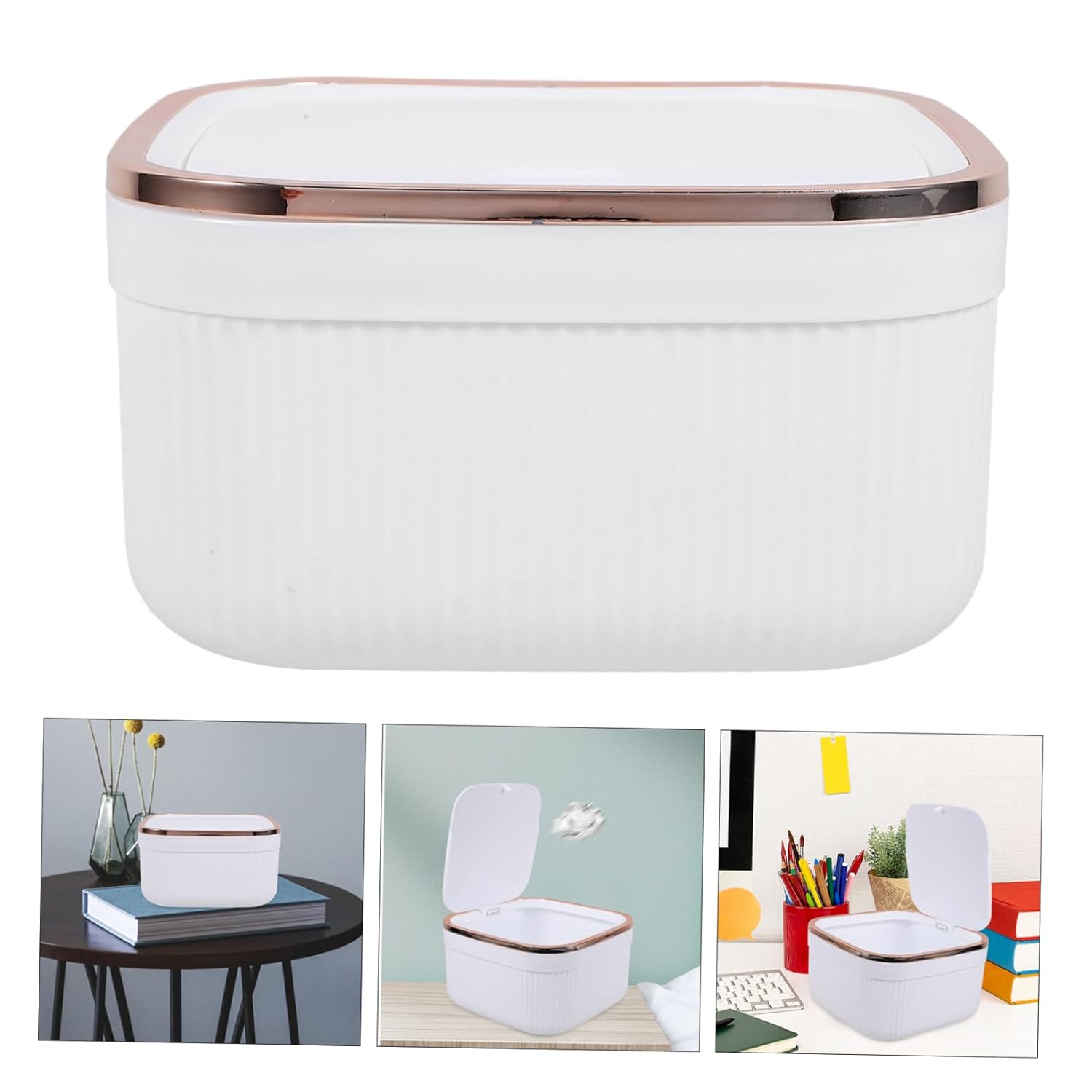 BUGUUYO Small Lidded Trash Can for Desktop Kitchen