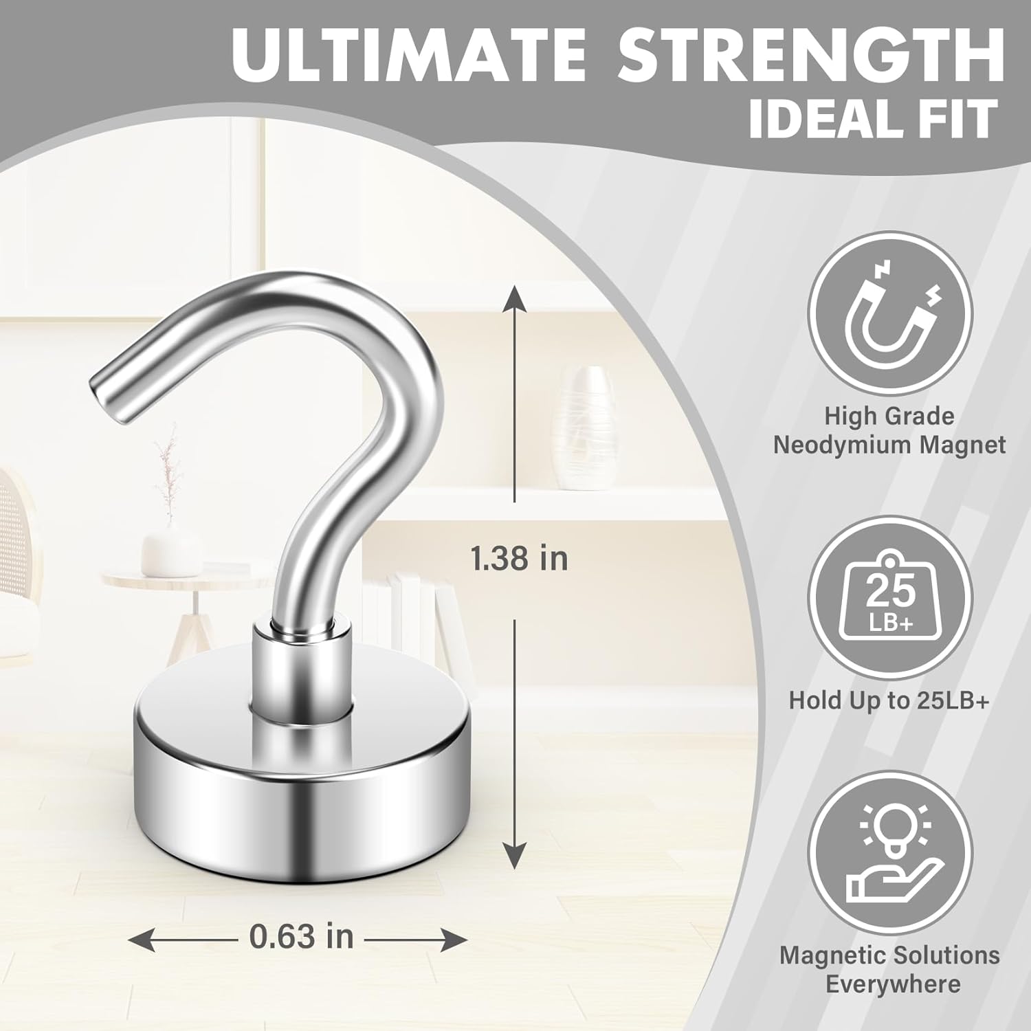 8-Pack 23-Pound Magnetic Hooks