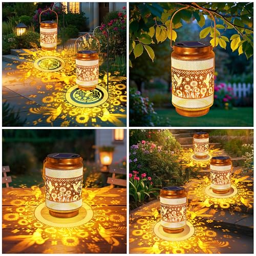 Hummingbird Solar Lanterns Outdoor Waterproof Garden Decor, Birthday Gifts for Christmas Women Mom Grandma, Metal Hanging Solar Lights for Yard Patio Pathway Backyard Porch - Image 6