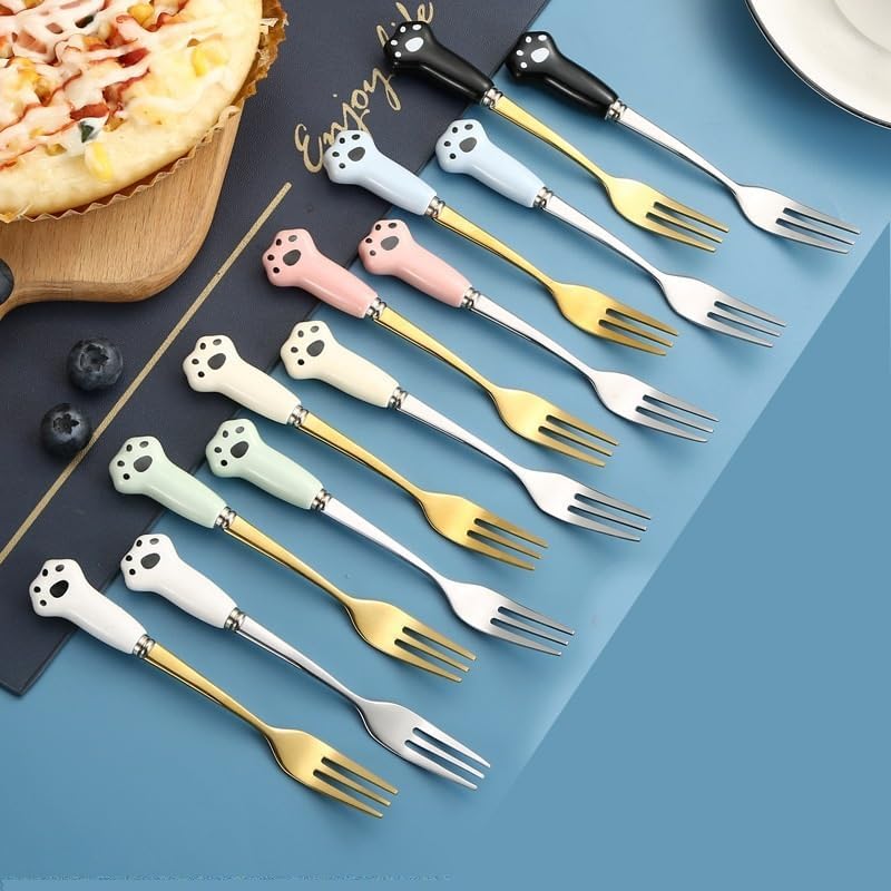 SEELLODGE Adorable Cartoon Fruit Forks Durable Flatware Set
