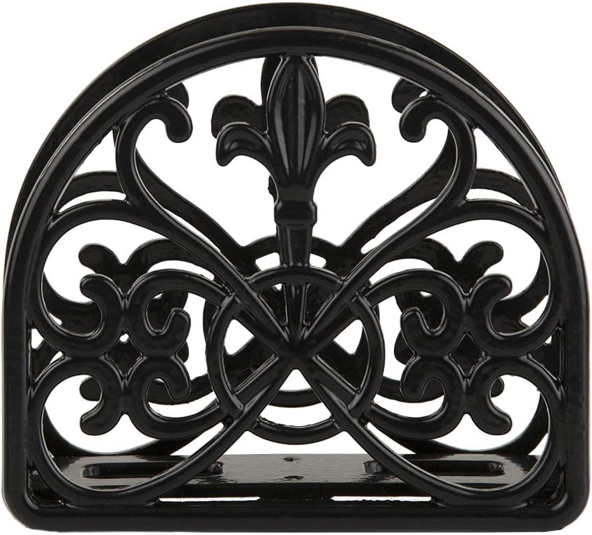 Fleur De Lis Design Napkin Holder Black