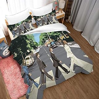 Ste-X Housse De Couette Groupe De Rock The Beatles Taie d’oreiller Literie Anti-acariens Doux 15% Coton + 85% Microfibre (200x200cm(1.5M/1.8MBed),Style 02) - Les Beatles, Paul McCartney, John Lennon, RIngo Starr, George Harrison